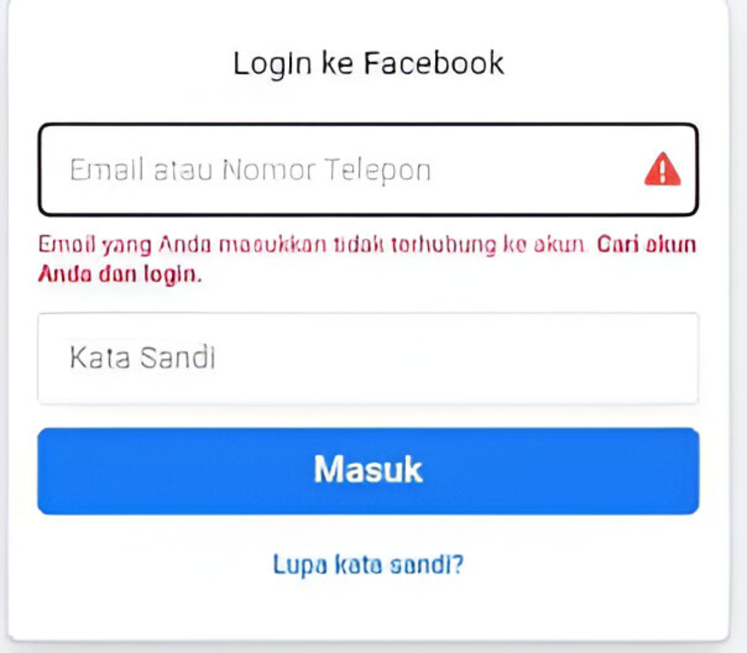 Contoh notifikasi akun Facebook diretas